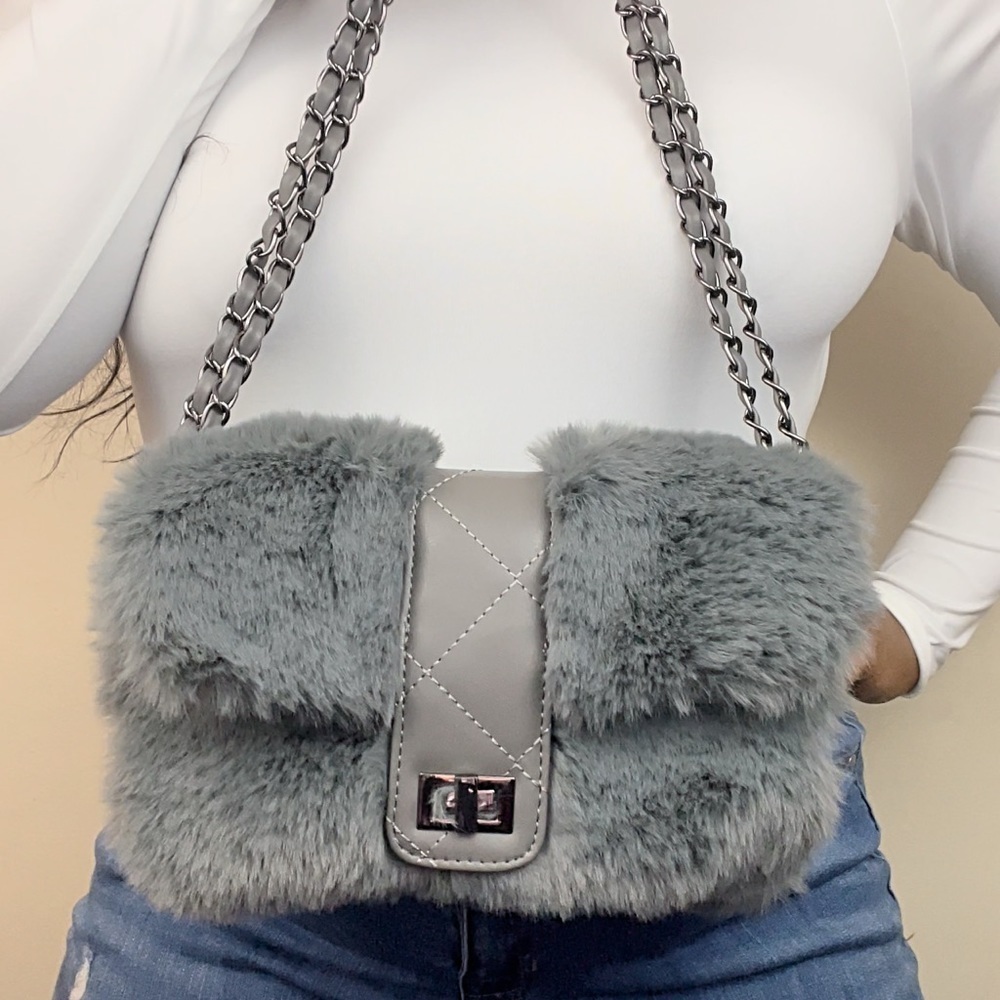 Plush Chain Shoulder Bag